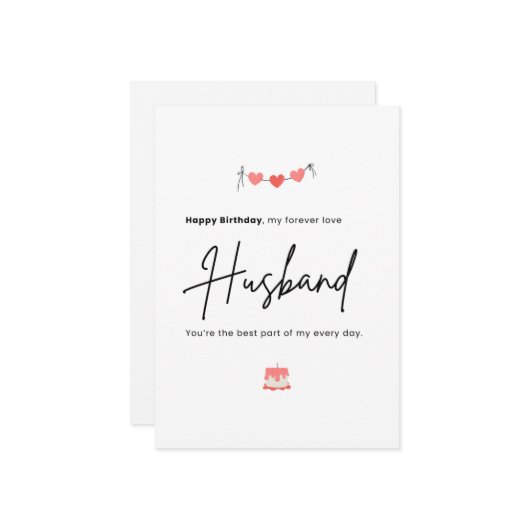 Simple Minimalist Husband Birthday Kaart (Voorkant / Achterkant in situ)