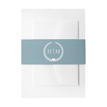 Simple Minimalist Icy Slate Blue Monogram Wedding
