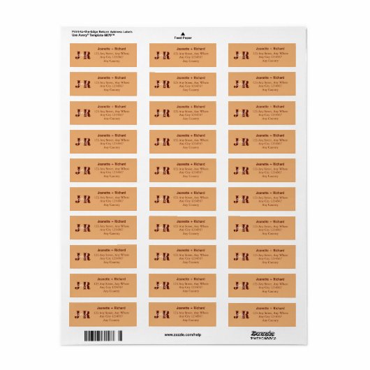 Simple Minimalist Initial Name Script Wedding Etiket (Full Sheet)