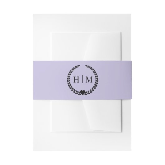 Simple Minimalist Lavender Purple Monogram  Uitnodigingen Wikkel (Voorkant Voorbeeld)