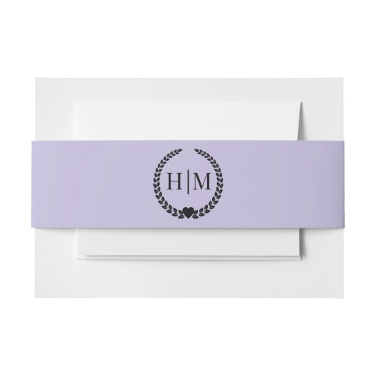 Simple Minimalist Lavender Purple Monogram Uitnodigingen Wikkel (Voorkant Voorbeeld)