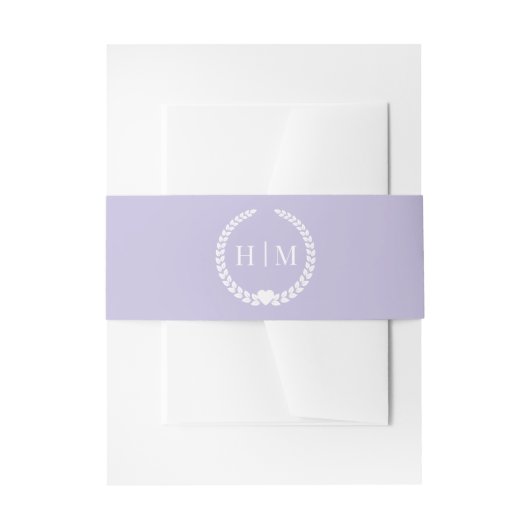 Simple Minimalist Lavender Purple Monogram  Uitnodigingen Wikkel (Voorkant Voorbeeld)