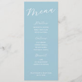 Simple Minimalist Light Blue Menu Card  (Voorkant)