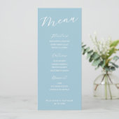 Simple Minimalist Light Blue Menu Card  (Staand voorkant)
