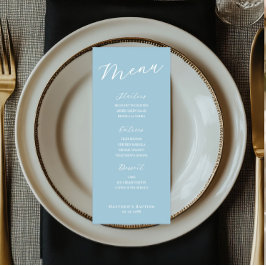 Simple Minimalist Light Blue Menu Card 