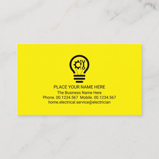 Simple Minimalist Light Bulb Electrician Visitekaartje (Achterkant)