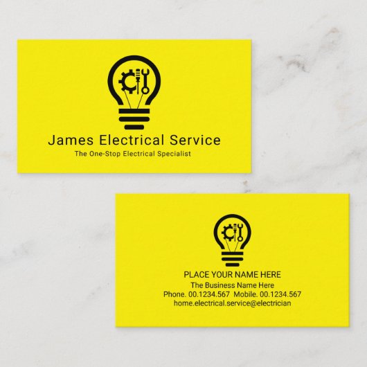 Simple Minimalist Light Bulb Electrician Visitekaartje (Voorkant / Achterkant)