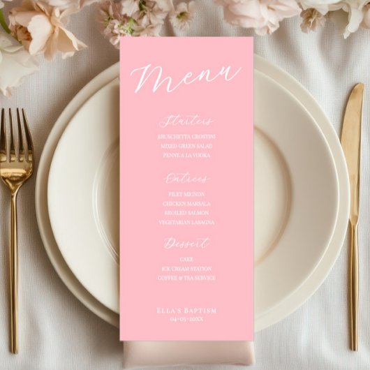Simple Minimalist Light Pink Menu Card