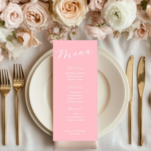 Simple Minimalist Light Pink Menu Card 