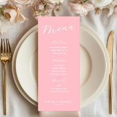 Simple Minimalist Light Pink Menu Card for Wedding