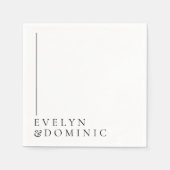 Simple Minimalist Line Black White Wedding Paper Servet (Voorkant)