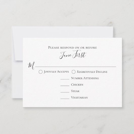 Simple Minimalist Meal Choice Modern Template RSVP Kaartje (Voorkant)