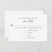 Simple Minimalist Meal Choice Modern Template RSVP Kaartje (Voorkant / Achterkant)