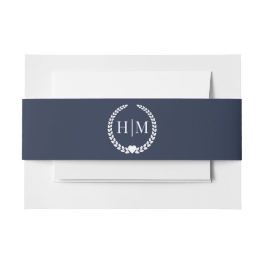 Simple Minimalist Midnight Navy Blue Monogram Uitnodigingen Wikkel (Voorkant Voorbeeld)