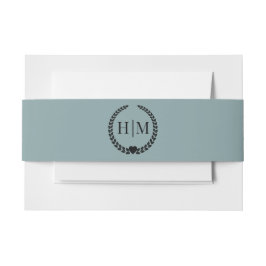 Simple Minimalist Misty Sage Blue Monogram Uitnodigingen Wikkel