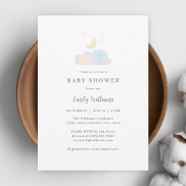 Simple Minimalist Moon and Stars Baby shower Kaart