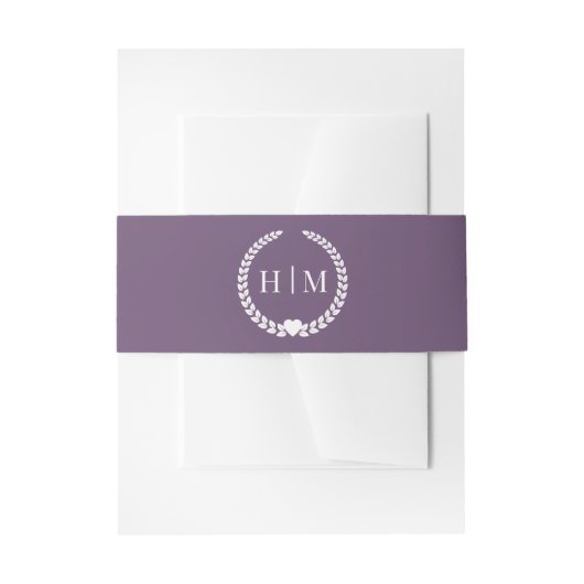 Simple Minimalist Muted Amethyst Purple Monogram  Uitnodigingen Wikkel (Voorkant Voorbeeld)