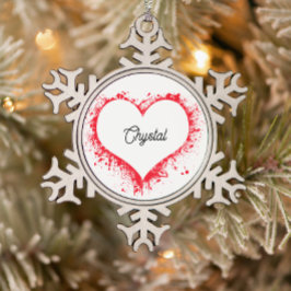 Simple minimalist personalized name tin sneeuwvlok ornament