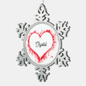 Simple minimalist personalized name tin sneeuwvlok ornament (Rechts)