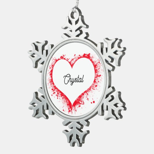 Simple minimalist personalized name tin sneeuwvlok ornament (Rechts)