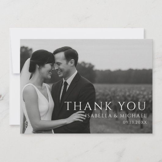 Simple Minimalist Photo Wedding Bedankkaart (Voorkant)