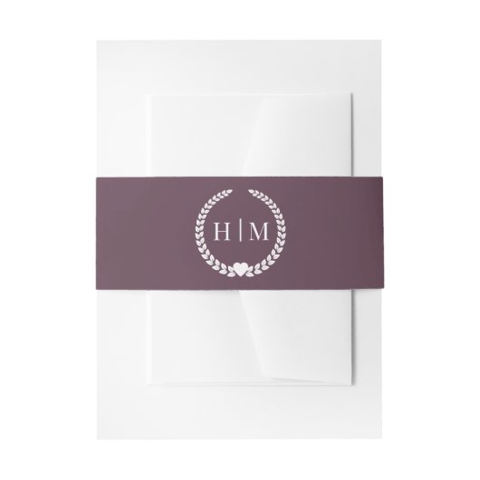 Simple Minimalist Plum Purple Monogram  Uitnodigingen Wikkel (Voorkant Voorbeeld)