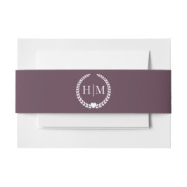 Simple Minimalist Plum Purple Monogram Uitnodigingen Wikkel