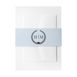 Simple Minimalist Powder Blue Monogram  Uitnodigingen Wikkel