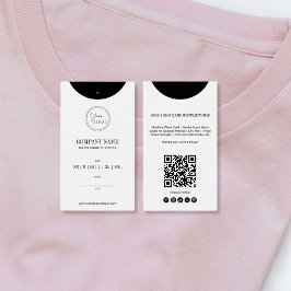 Simple Minimalist QR Code Clothing Price Tag Label Visitekaartje