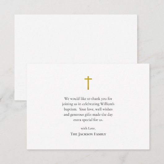 Simple, Minimalist Roman Catholic Baptism Bedankkaart (Voorkant / Achterkant)