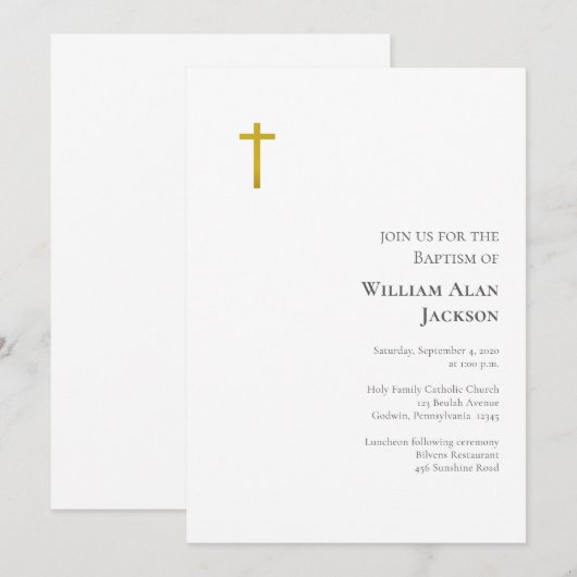 Simple Minimalist Roman Catholic Baptism Kaart (Voorkant / Achterkant)