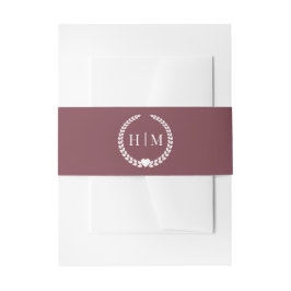 Simple Minimalist Romantic Rosewood Monogram  Uitnodigingen Wikkel