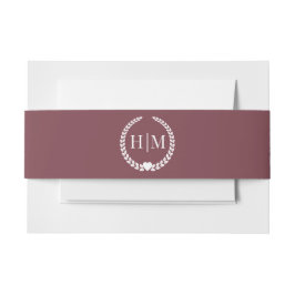 Simple Minimalist Romantic Rosewood Monogram Uitnodigingen Wikkel