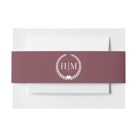 Simple Minimalist Romantic Rosewood Monogram Uitnodigingen Wikkel (Voorkant Voorbeeld)