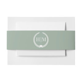 Simple Minimalist Sage Green Monogram Uitnodigingen Wikkel