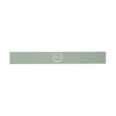 Simple Minimalist Sage Green Monogram Uitnodigingen Wikkel (Vlak)