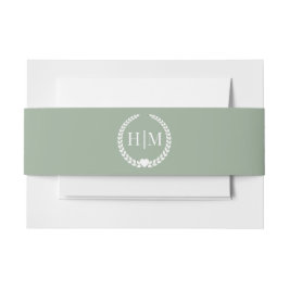 Simple Minimalist Sage Green Monogram Uitnodigingen Wikkel