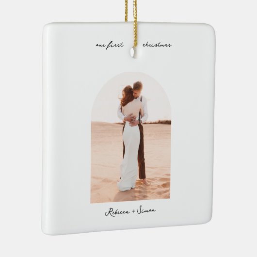 Simple Minimalist Script Photo Boho Arc Keramisch Ornament (Rechts)