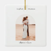 Simple Minimalist Script Photo Boho Arc Keramisch Ornament (Achterkant)