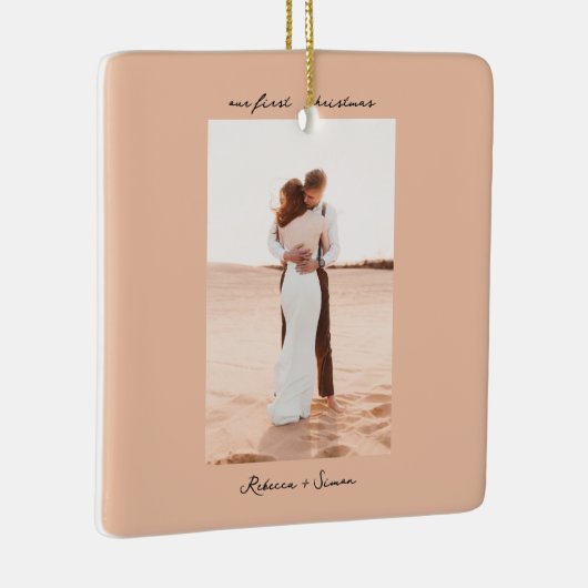 Simple Minimalist Script Photo Keramisch Ornament (Rechts)