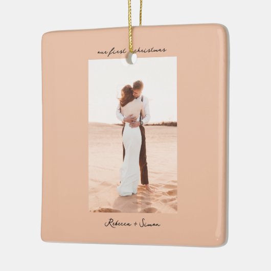 Simple Minimalist Script Photo Keramisch Ornament (Links)