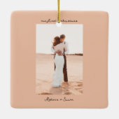 Simple Minimalist Script Photo Keramisch Ornament (Achterkant)