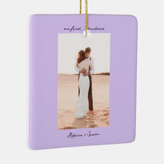 Simple Minimalist Script Photo Keramisch Ornament (Rechts)