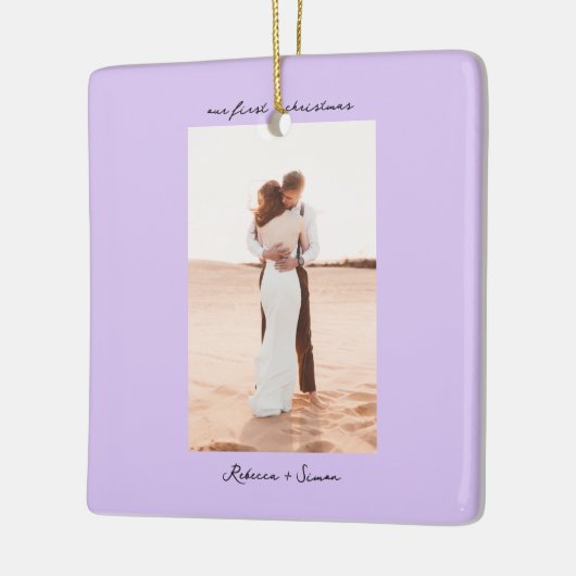 Simple Minimalist Script Photo Keramisch Ornament (Links)