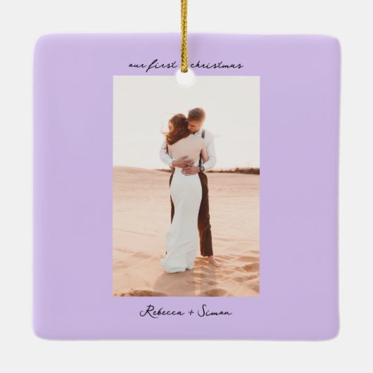 Simple Minimalist Script Photo Keramisch Ornament (Achterkant)