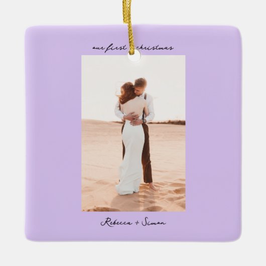 Simple Minimalist Script Photo Keramisch Ornament (Voorkant)