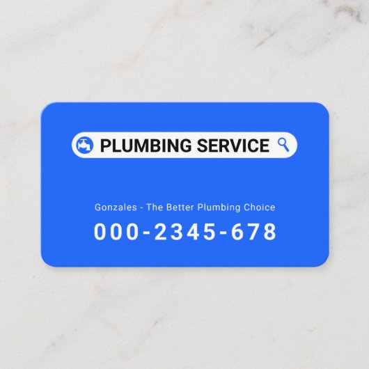 Simple Minimalist Searching Plumber Service Visitekaartje (Voorkant)