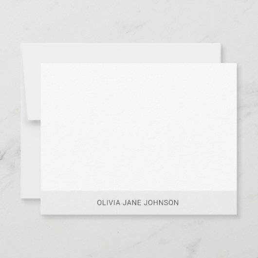 Simple Minimalist Silver White Flat Note Card Notitiekaartje (Voorkant)