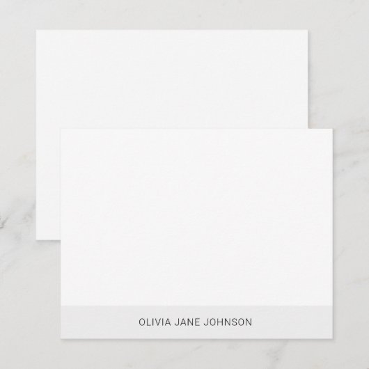 Simple Minimalist Silver White Flat Note Card Notitiekaartje (Voorkant / Achterkant)