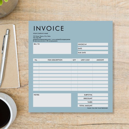 Simple Minimalist Small Invoice Form Business Logo Notitieblok